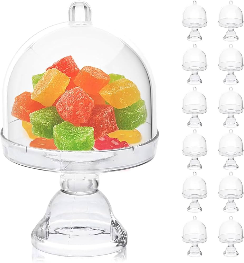 JC HUMMINGBIRD 12 Pieces 4“ H x 2.75“ W Cake Plate Stand with Dome Cover, Clear, | Amazon (US)
