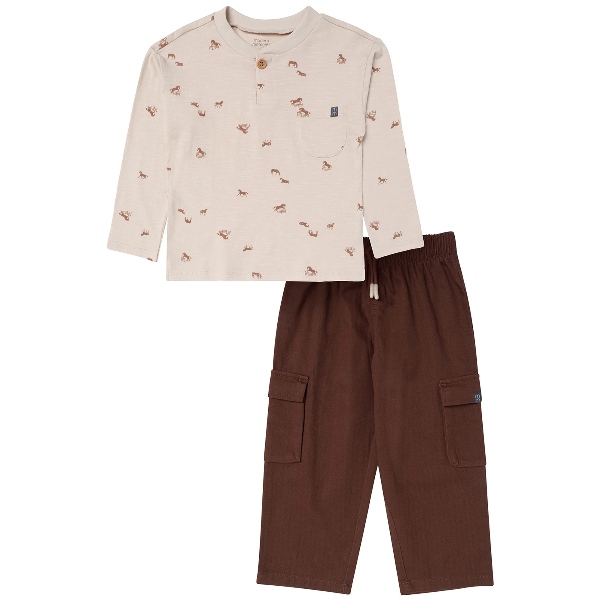 Modern Moments by Gerber Toddler Boy Henley Tee and Cargo Pant Set, Sizes 12M-5T - Walmart.com | Walmart (US)