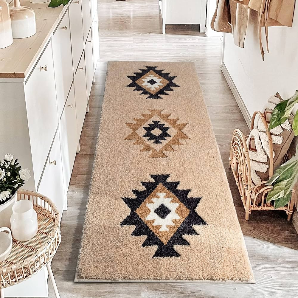 DEXDE Boho Bathroom Rug Runner 24x60 Long Bath Mat for Bathroom Bedroom Hallway Kitchen Shower Lu... | Amazon (US)