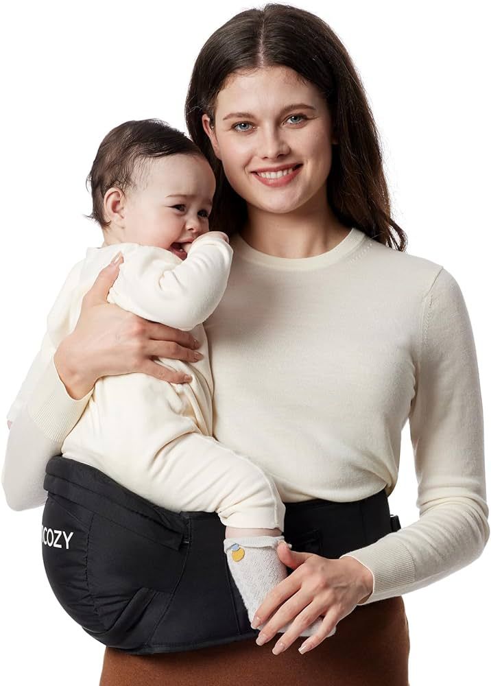 Momcozy Hip Seat Baby Carrier - Adjustable Waistband with Original 3D Belly Protector, Ergonomic ... | Amazon (US)