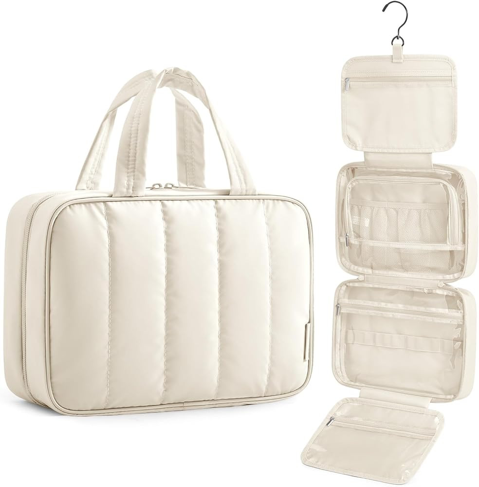 BAGSMART Travel Toiletry Bag for women, Portable Hanging Hook Makeup Bag Organizer, Waterproof Ma... | Amazon (US)