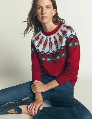 Boden Women's Edie Fair Isle Sweater in Red | Size Large | Boden (US)