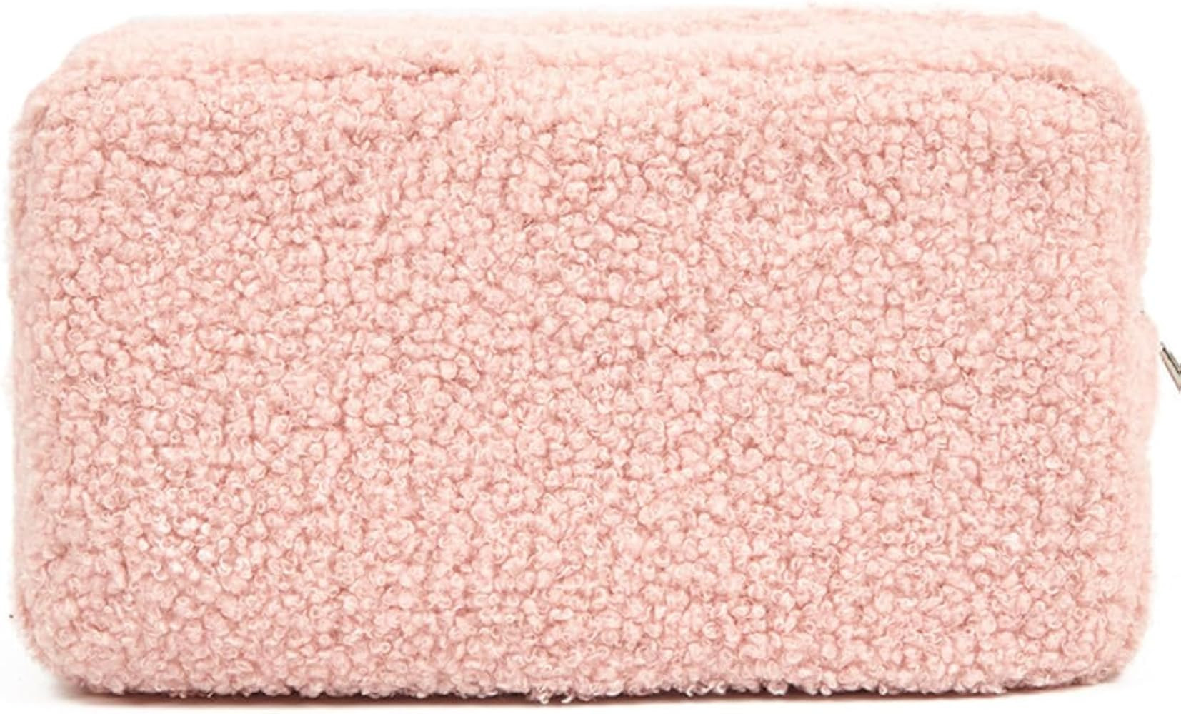 Teddy Plush Aesthetic Cosmetic Bag Portable Flurry Travel Makeup Storage Handbag Cute Fuzzy Zippe... | Amazon (US)
