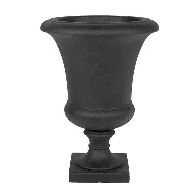 allen + roth Urn 10.75-in W Medium Black Mixed/Composite Indoor/Outdoor Planter | Lowe's