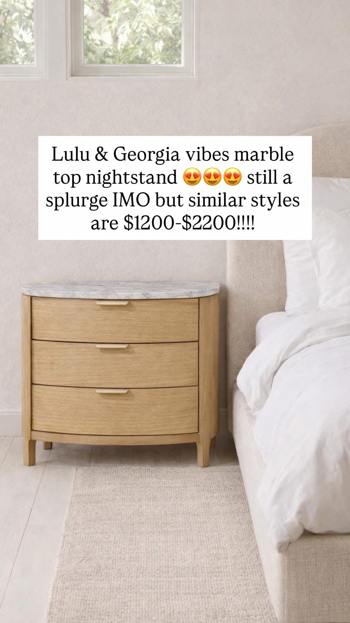 Lulu & Georgia vibes marble top nightstand 😍😍😍 still a splurge IMO but similar styles are $1200-$2200!!!!