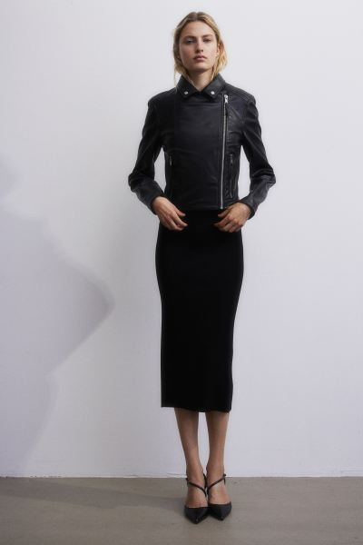 Coated Biker Jacket - Black - Ladies | H&M US | H&M (US + CA)