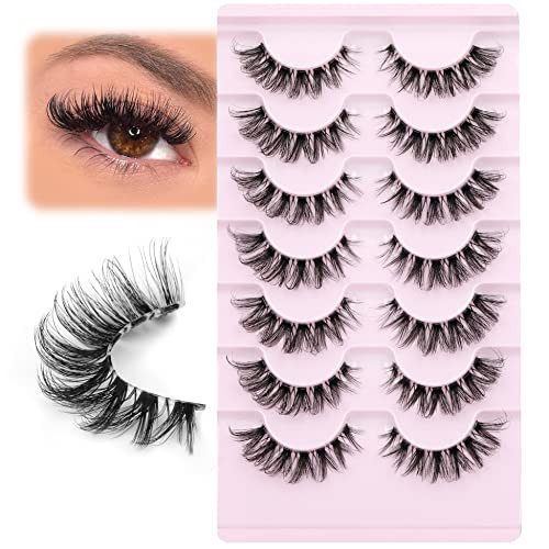 Natural Look False Eyelashes Cat Eye Lashes with Clear Band Wispy Lashes Strips 15mm Lashes Extension Natural Eyelashes Multipack by Focipeysa | Amazon (US)