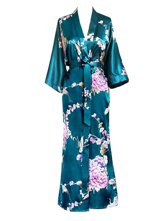 Old Shanghai Kim+ONO Women's Kimono Long Robe - Chrysanthemum & Crane | Amazon (US)