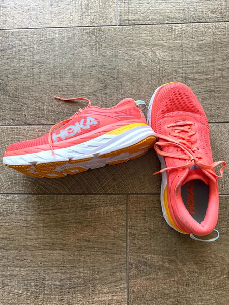 👟I own 5 pairs of Hoka Sneakers. They are my all time favorite. I wear these when I workout at Orange Theory fitness. 
They are fantastic for walking on the treadmill too.

Order 1/2 up. I always order a 9.5 and they fit great. In regular shoes, I wear a 9.

I love the cushion in these sneakers. Especially the Hoka Bondi 8.




#LTKFitness #LTKActive #LTKShoeCrush