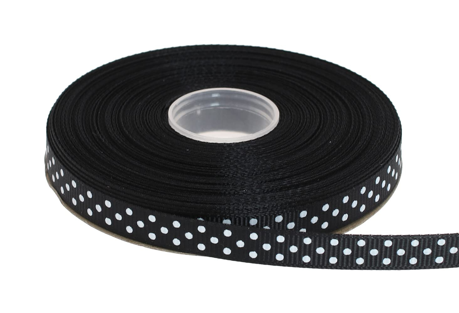 Polka Dot Grosgrain Ribbon 25 Yard Each Roll 100% Polyester (3/8", Black) | Amazon (US)