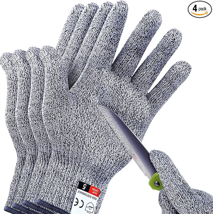 THOMEN 4 PCS (M+L) Cut Resistant Gloves Level 5 Protection for Kitchen, Upgrade Safety Anti Cutti... | Amazon (US)