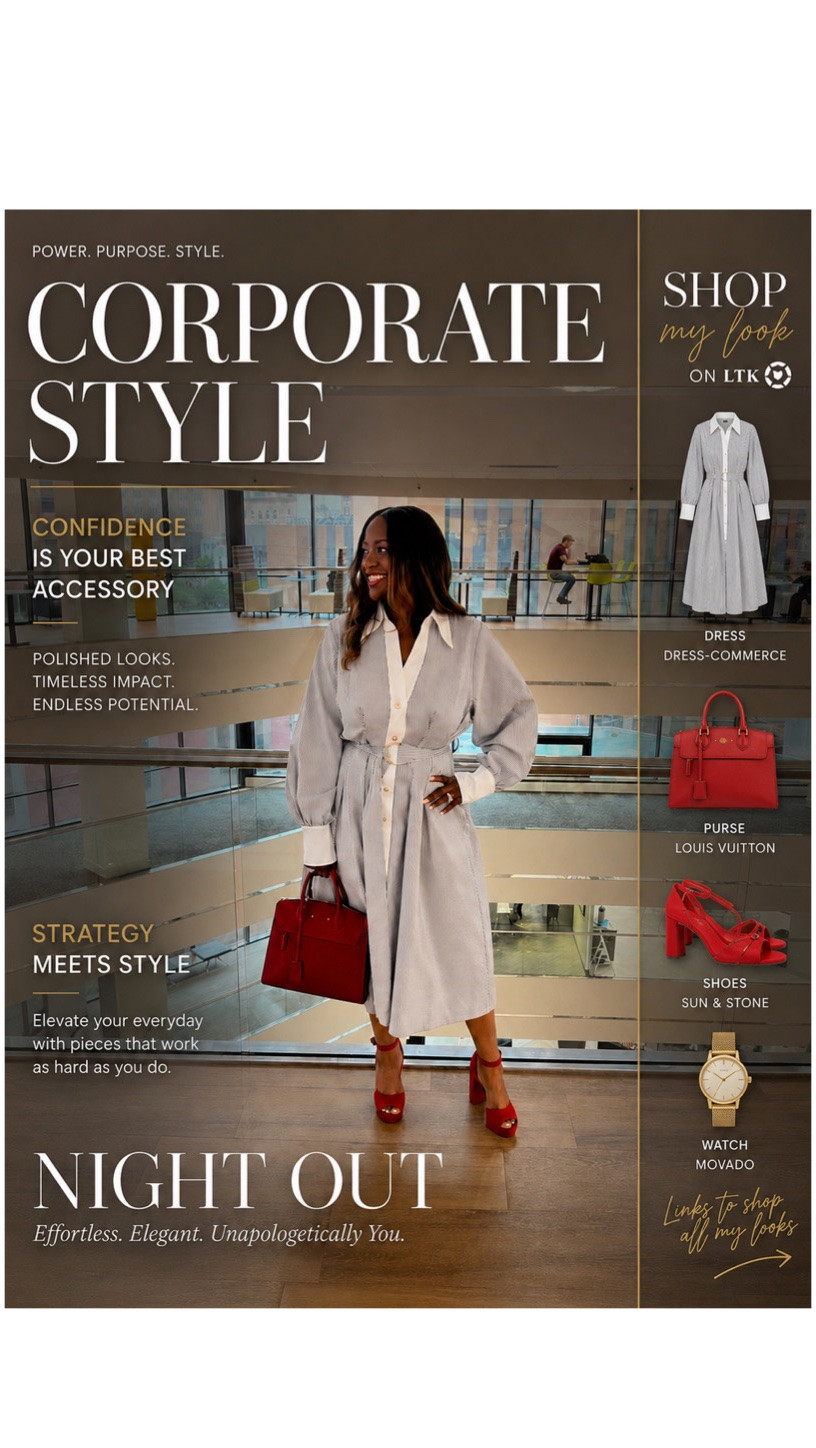 Bold stripes, gold accents, and a pop of red — the kind of details that turn a simple outfit into a statement. This look came together effortlessly, blending timeless corporate style with feminine energy and confidence.

Proof that office style can still feel elevated, polished, and fashion forward.

#LTKootd #LTKOver40 #LTKMidsize