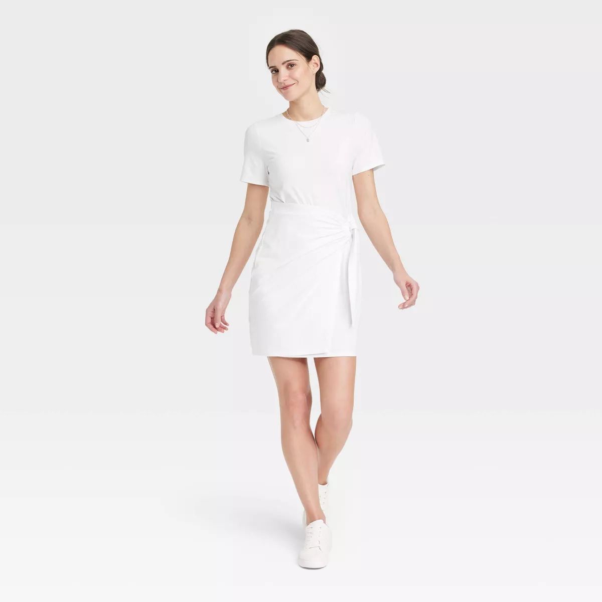 Women's Short Sleeve Mini T-Shirt Wrap Dress - A New Day™ Black S | Target