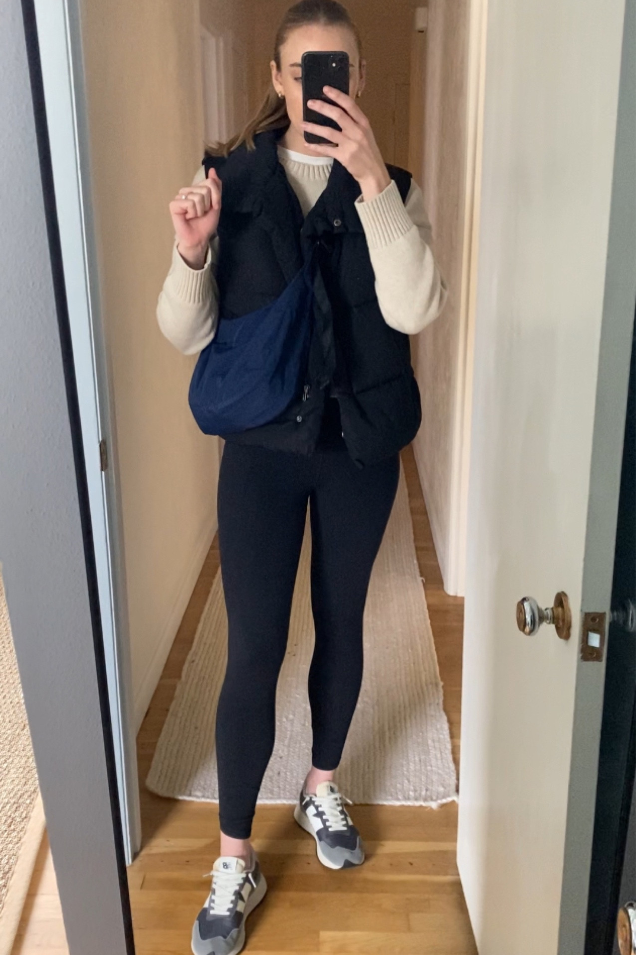 realistic casual outfit #everyday #style #comfy #casual #sweater #puffer #vest #newbalance #leggings #madewell #tee #longsleeve #fashion #traveloutfit #errands

#LTKSeasonal #LTKfindsunder100 #LTKtravel