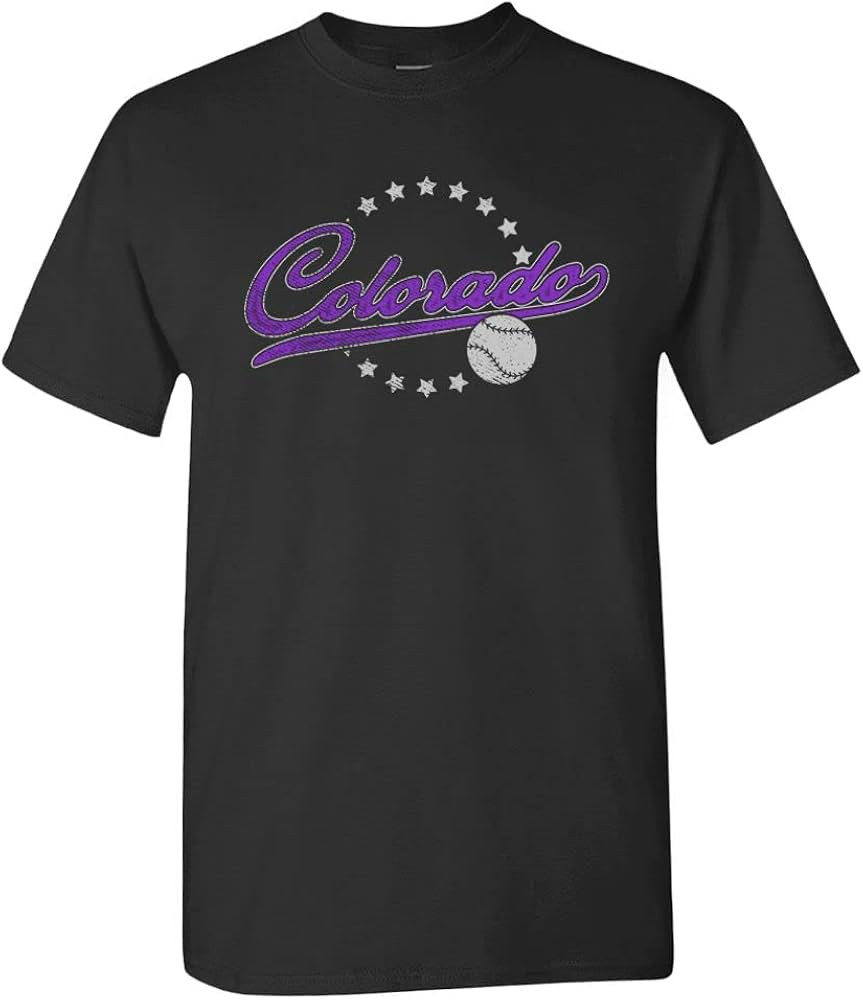 Colorado Baseball Vintage Men's Fan T-Shirt (Black Shirt, L) | Amazon (US)