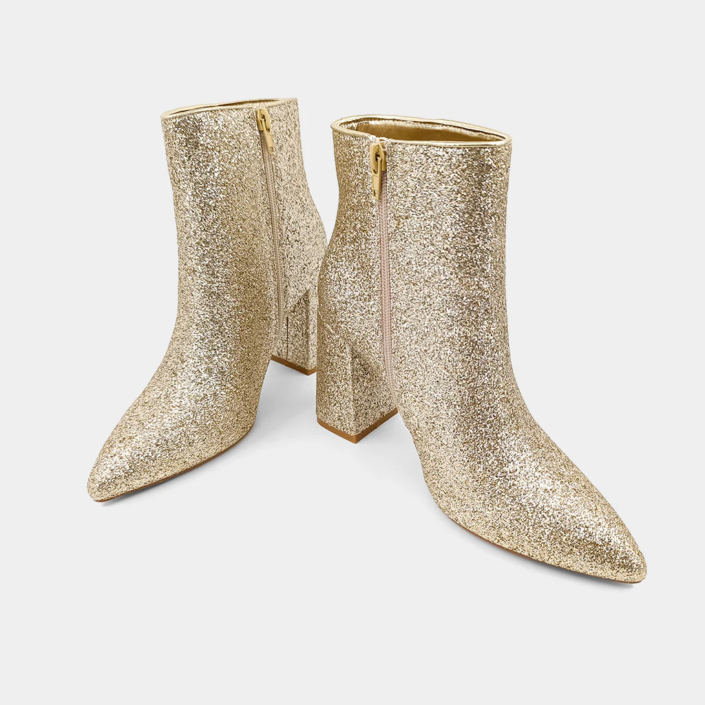 Gold Glittery Veronica Boots | Love story boutique