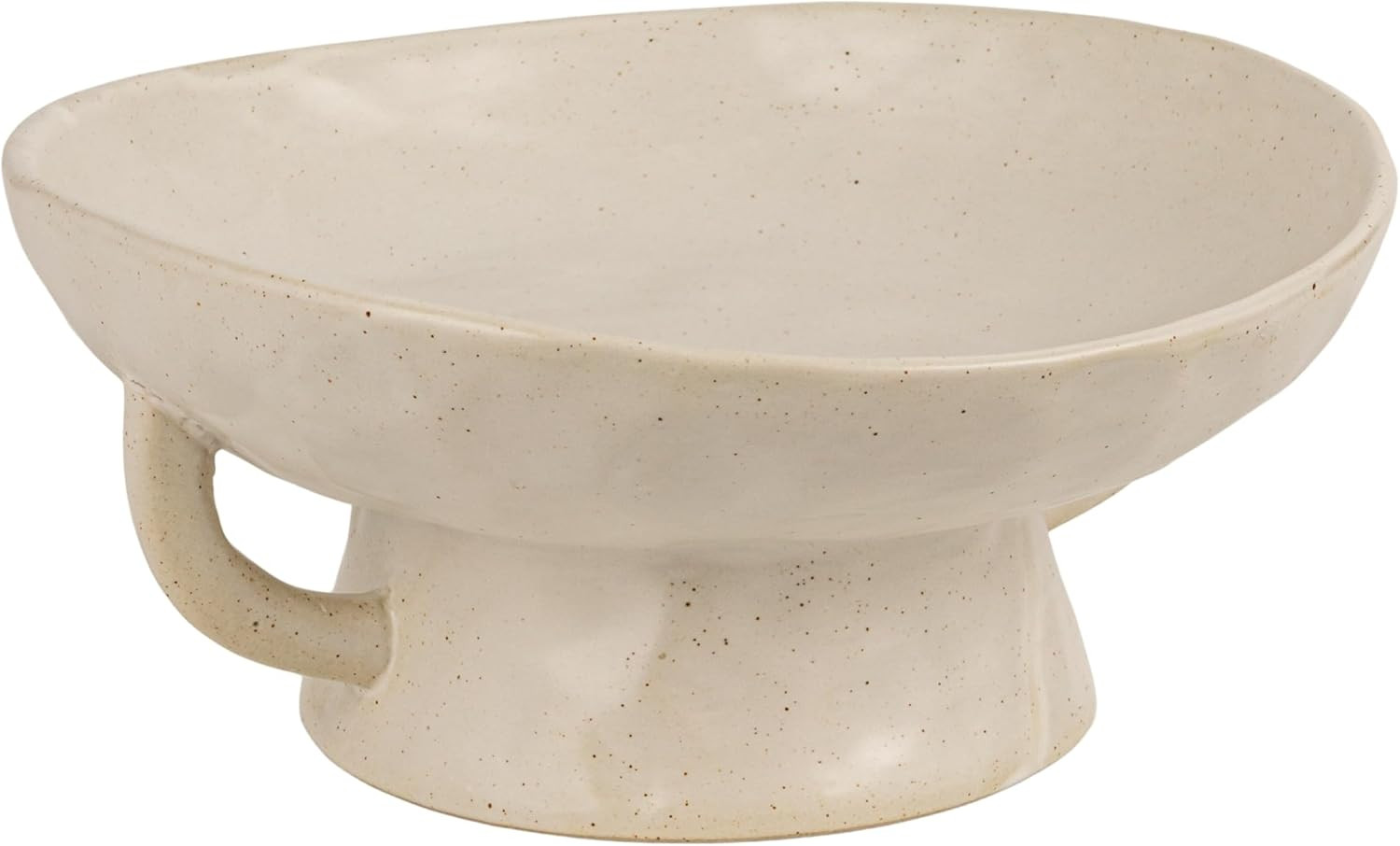 Creative Co-Op Stoneware Footed Pedestal Bowl with Handles, Reactive Glaze, White | Amazon (US)