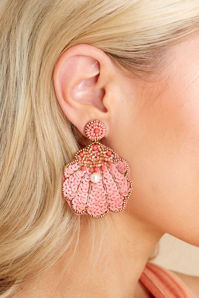 Go With The Waves Pink Beaded Earrings | Red Dress 