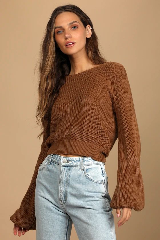 Let's Get Away Brown Knit Twist Back Sweater | Lulus (US)