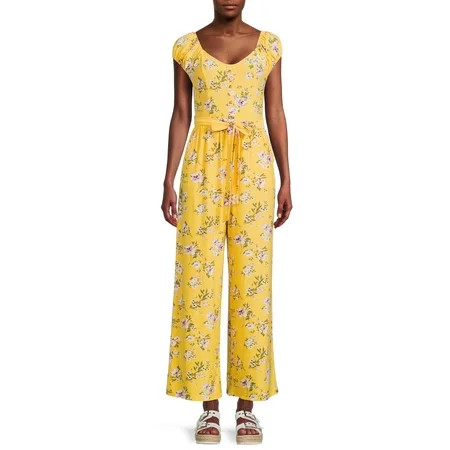 No Boundaries Juniors Peasant Wide Leg Jumpsuit | Walmart (US)