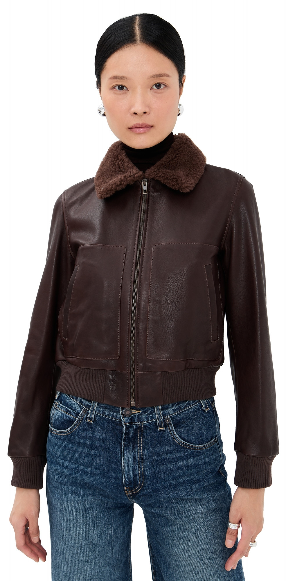 Nili Lotan Tom Leather Jacket Dark Brown L | Shopbop