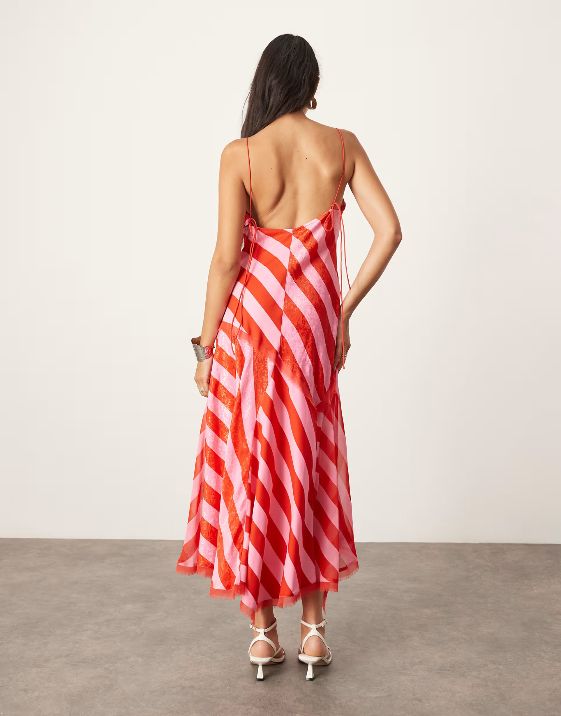 ARRANGE contrast fabric cami midi dress with hanky hem in colour block stripe | ASOS | ASOS (Global)