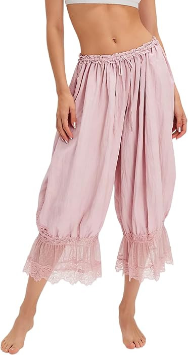 NUFIWI Women Ruffle Long Bloomers Y2k Lace Trim Bloomer Pants | Amazon (US)