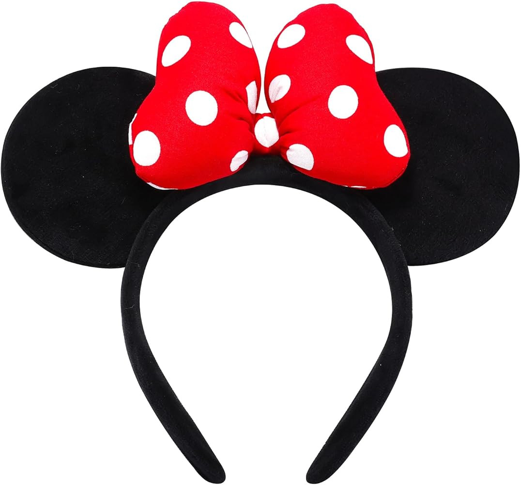 Handmade Mouse Ears Headband for Women and Girls, Polka Dot Bow Minnie Ears Costume Accessories | Amazon (US)