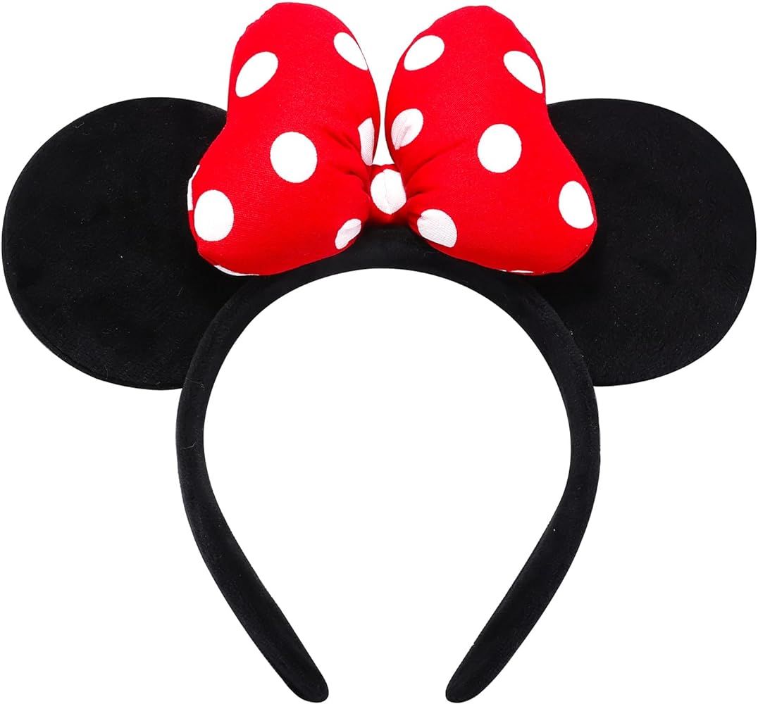 Handmade Mouse Ears Headband for Women and Girls, Polka Dot Bow Mouse Ears Costume Accessories | Amazon (US)