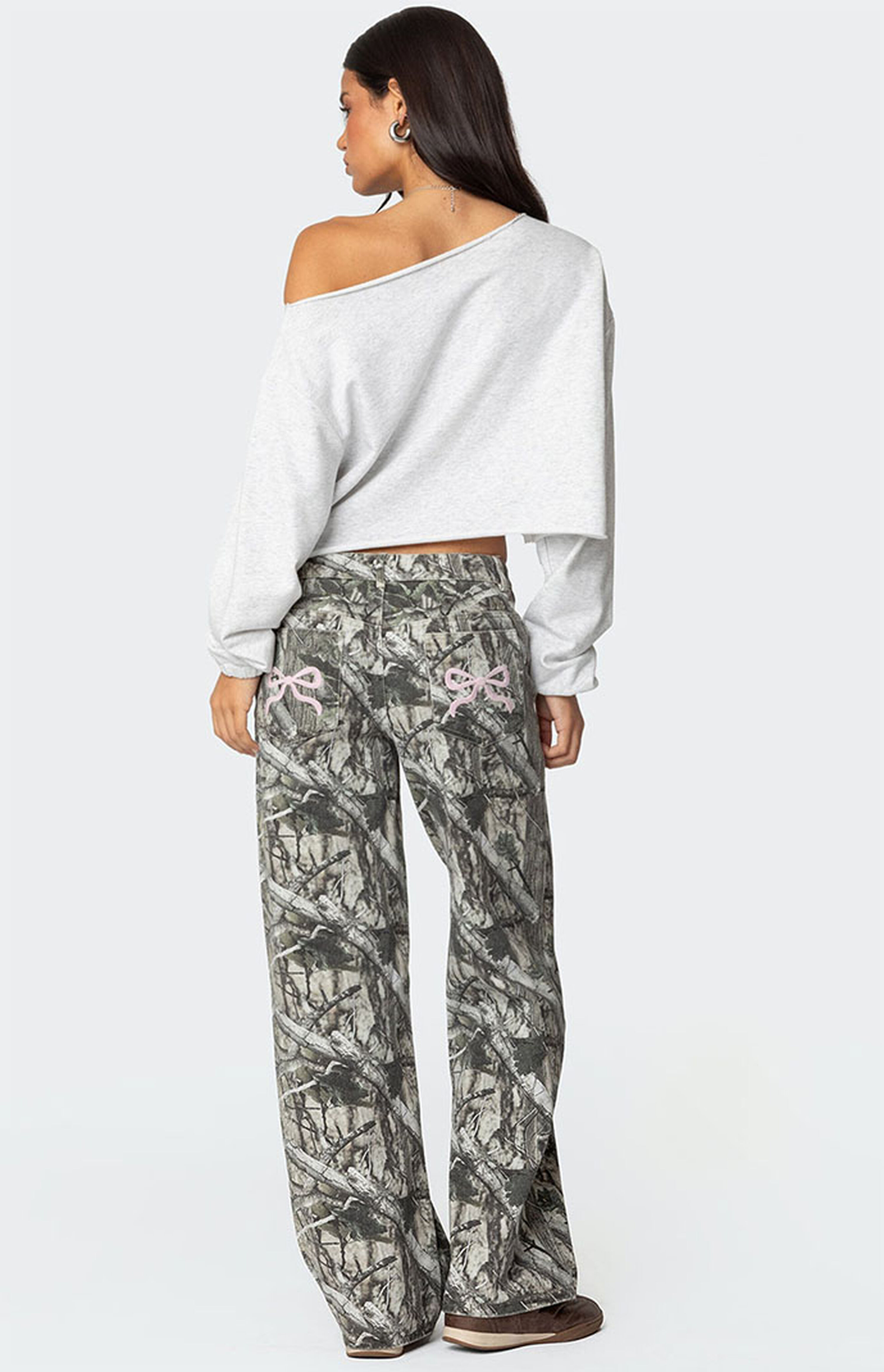 Edikted Camo & Bow Low Rise Jeans | PacSun