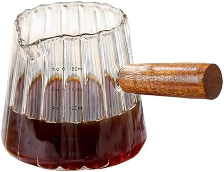 Wooden Handle Coffee Cup with Scale, Espresso Accessories Double Scale Glass Measuring Cup Milk F... | Amazon (US)