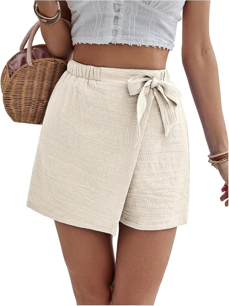MakeMeChic Women's Summer Wrap Skirt Skorts High Waisted Wide Leg Shorts | Amazon (US)