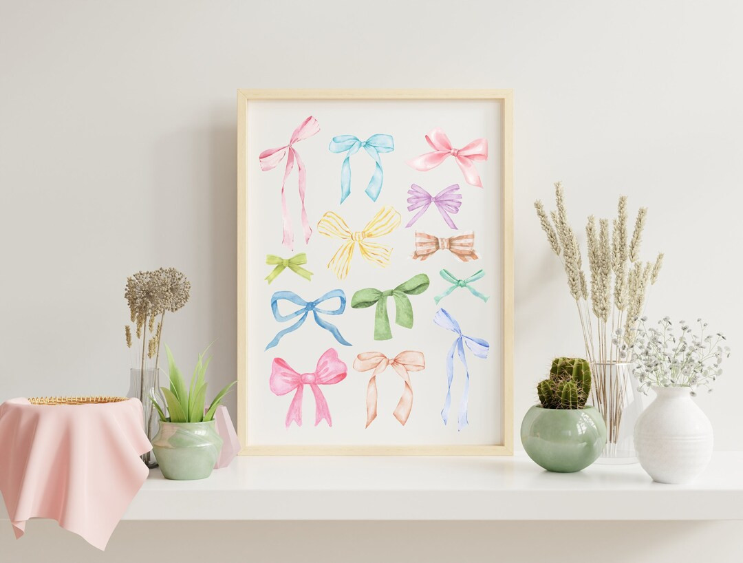 Trendy Bow Art, Cottagecore Decor, Girly Valentine, Coquette Preppy Aesthetic, Retro Valentine's ... | Etsy (US)