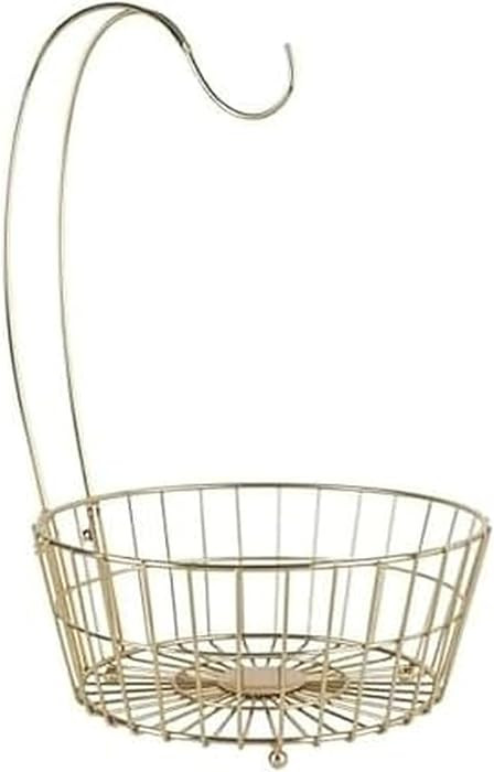 Gourmet Basics by Mikasa Geneva Countertop Fruit Basket with Banana Hanger – Gold-Finish Metal ... | Amazon (US)