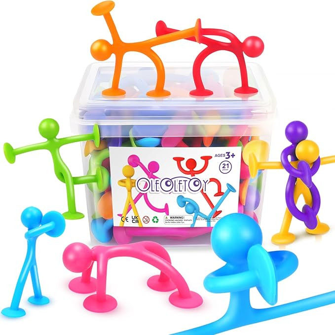 OleOletOy Suction Fidget Toys for Kids: 21 Pack Stretchy Suction Cup Bath Toys - Fidget Toys Bulk... | Amazon (US)
