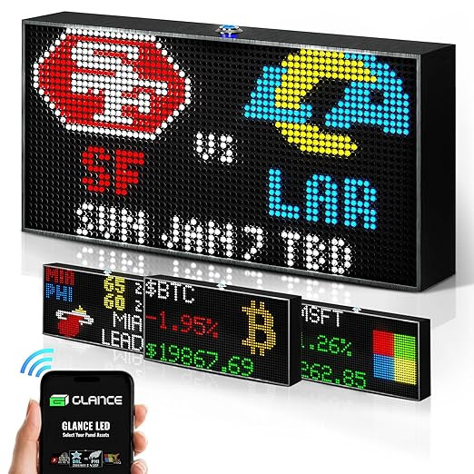 Glance LED Ticker - Customizable LED Display Sports Ticker, LED Display for Man Cave, Stock Marke... | Amazon (US)