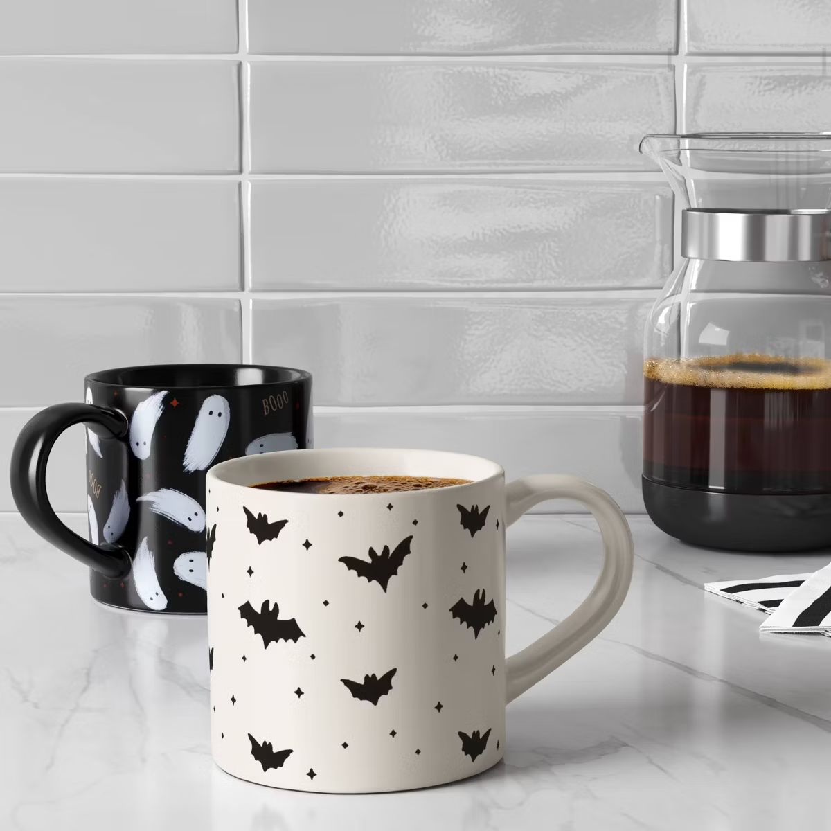 16oz Halloween Stoneware Mini Ghost/ Boo Print Mug Black - Hyde & EEK! Boutique™ | Target