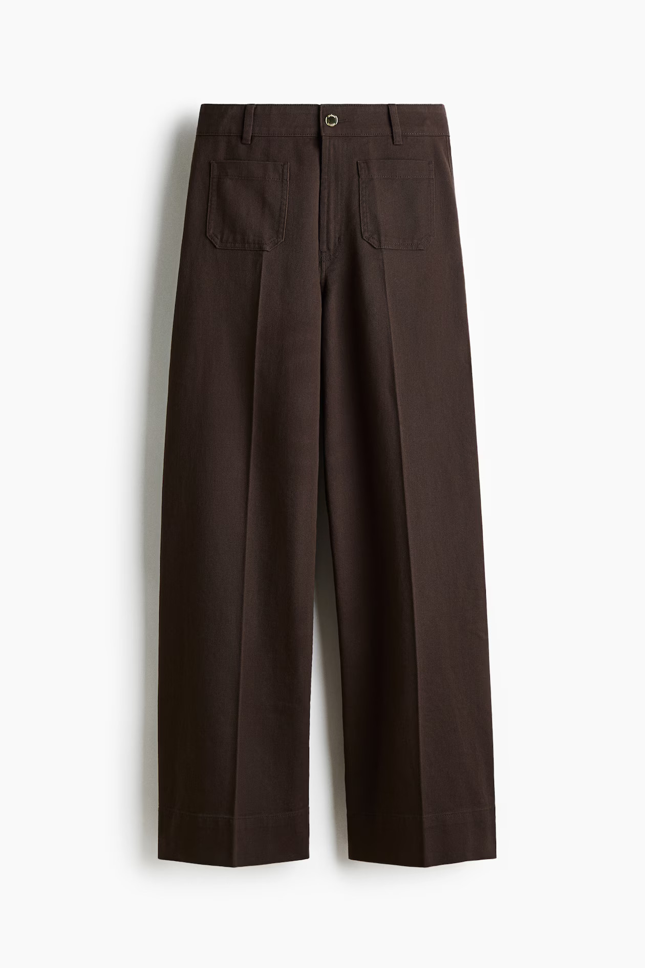 Pantalon large en twill - Marron foncé - FEMME | H&M BE | H&M (FR, IT, ES, PT, BE)