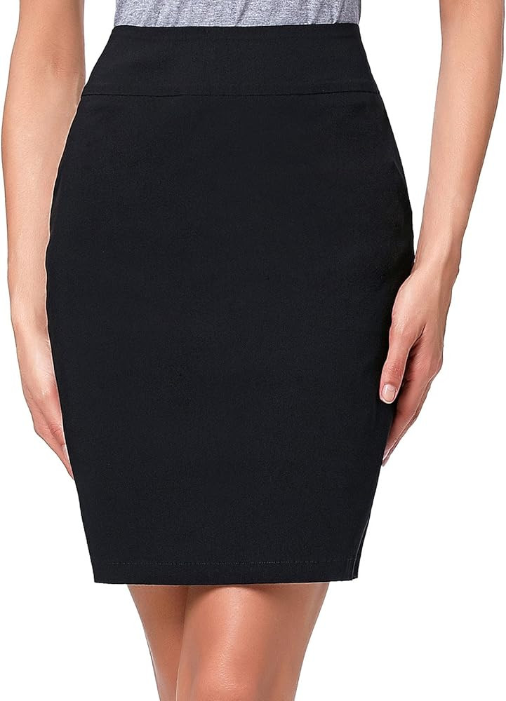 Kate Kasin Women's Stretch Knee Length Pencil Skirts High Waisted Slim Fit Business Casual Skirt | Amazon (US)