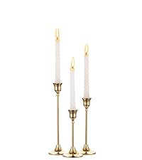 Candlestick Holders Taper Candle Holders, Set of 3 Candle Stick Holders Set, Brass Gold Candlesti... | Amazon (US)
