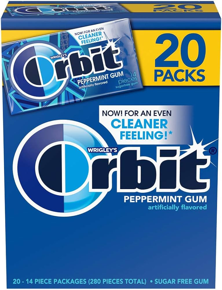 (20 Pack) ORBIT Gum Peppermint Sugar Free Chewing Gum Bulk Pack, 14 Piece | Amazon (US)