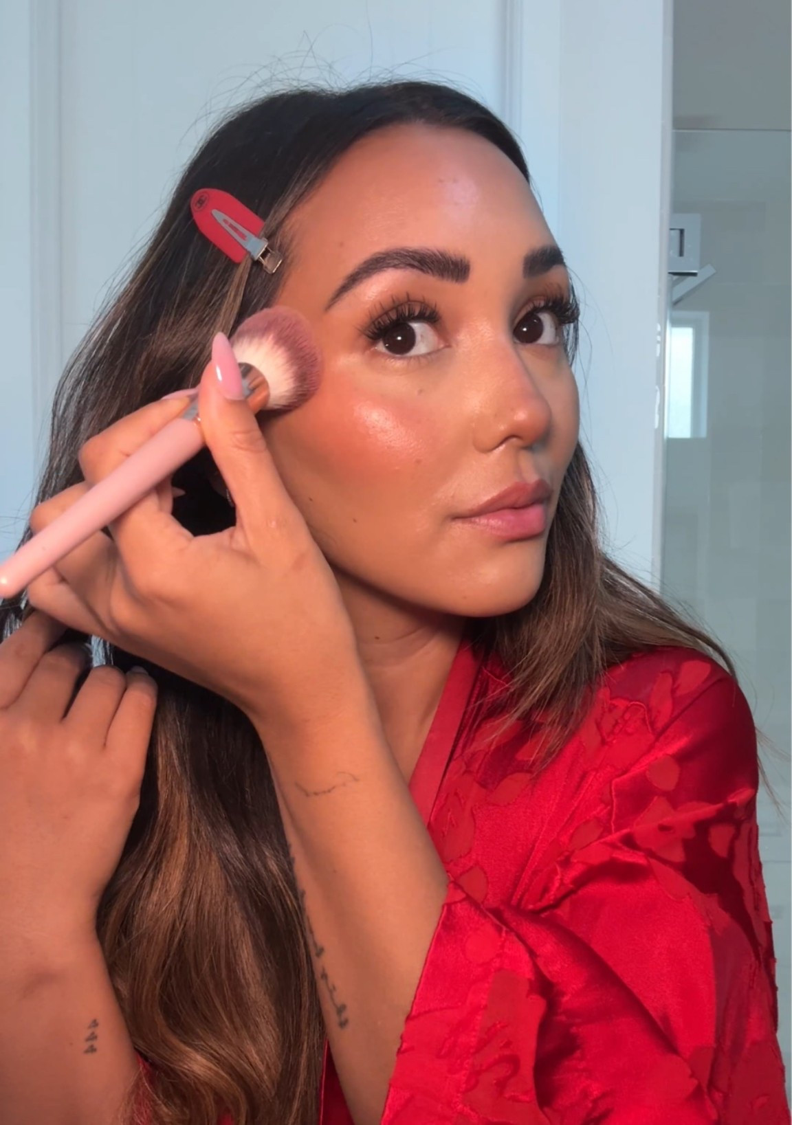 Foundation: shade 14O
Concealer: medium warm & light sand
Rhode Blush: spicy marg 
Rare beauty blush: Joy
Brow pen: Dark brown
Lip stain: coco & maple

#LTKgrwm #LTKmorningroutine #LTKBeauty