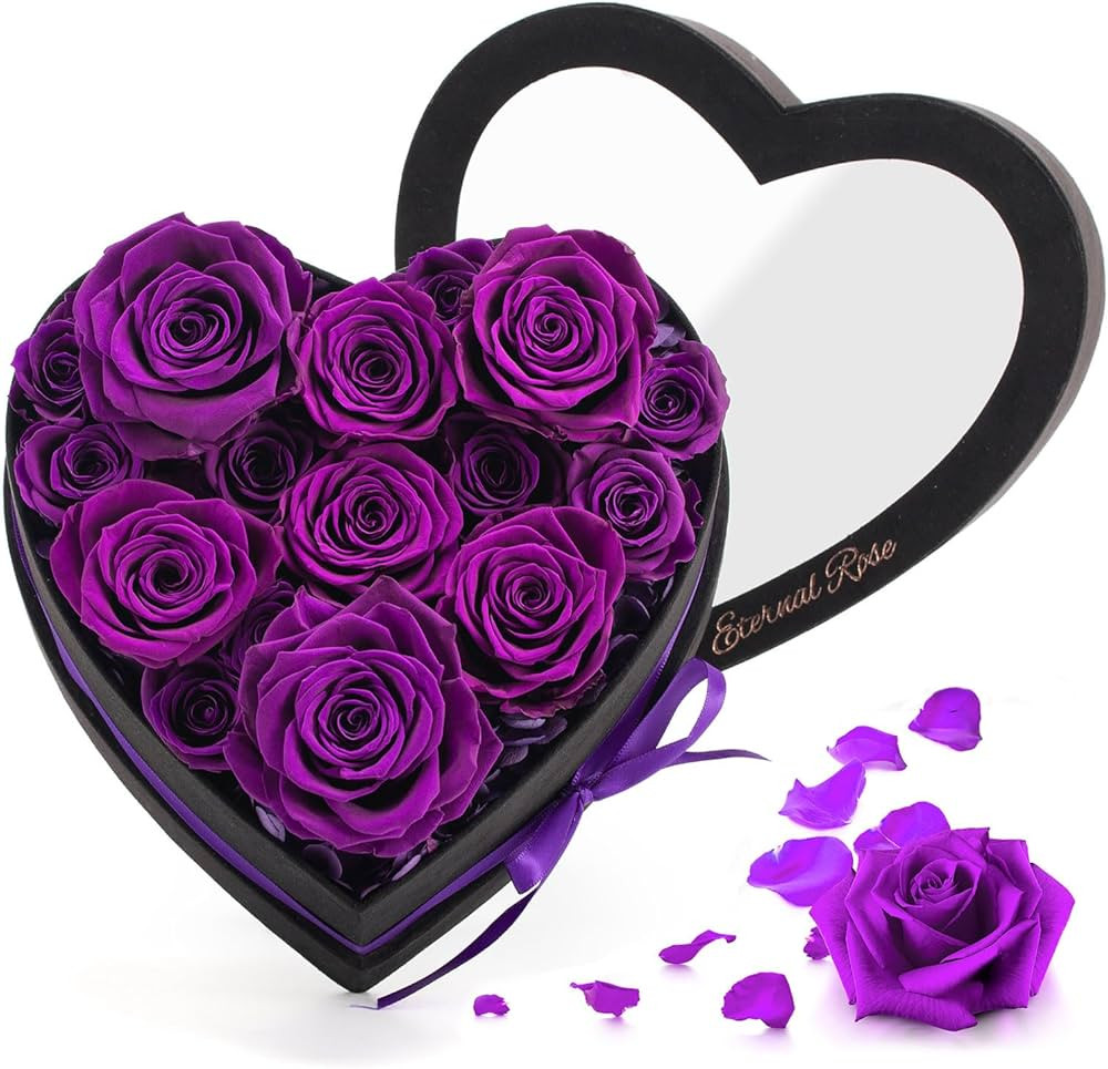 CITYLOVE Valentines Day Gift for Her,16 Piece Roses Flowers Heart Shape Box,Eternal Rose Preserve... | Amazon (US)