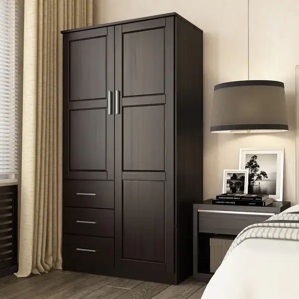 Palace Imports 100% Solid Wood Metro Wardrobe Armoire with Solid Wood or Mirrored Doors - Java-Ra... | Bed Bath & Beyond