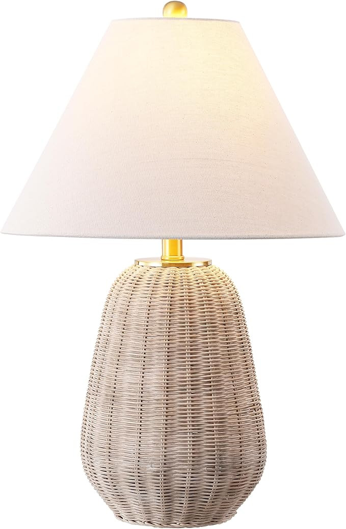 SAFAVIEH Lighting Collection – Isaura Light Grey Rattan 25 Inch Table Lamp with Shade and Bulb ... | Amazon (US)