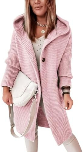 chouyatou Women's Casual Hooded Chunky Cardigans Slouchy Oversize Knitted Mid Long Cardigan Sweat... | Amazon (US)