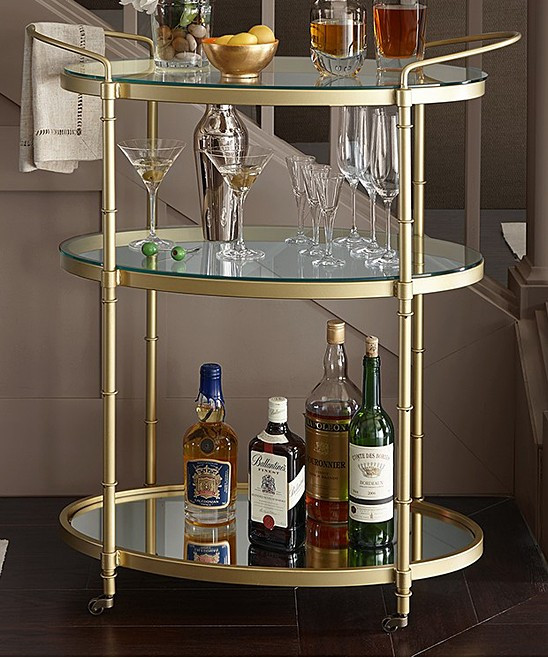 Main Street Bar Cart Antique - Goldtone Three-Tier Lauren Bar Cart | Zulily