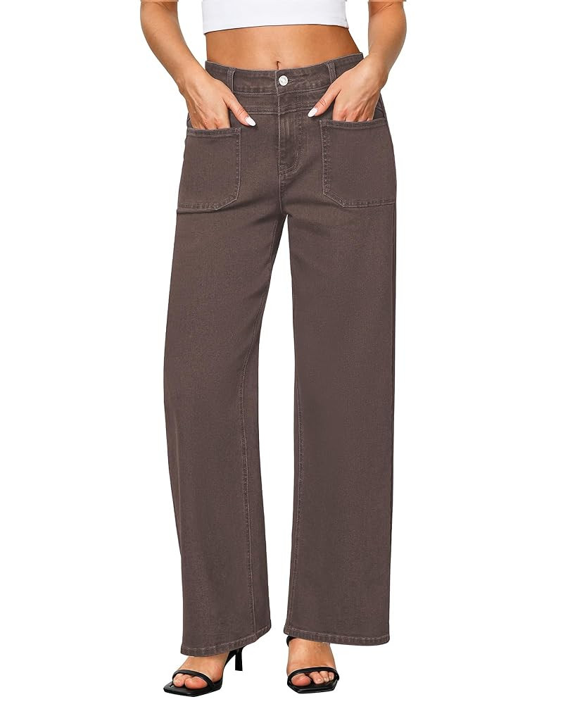 GRAPENT Wide Leg Jeans for Women Trendy High Waisted Loose Straight Leg Stretchy Retro Denim Pant... | Amazon (US)