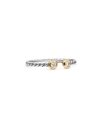 David Yurman Cable Open Round Ring in Sterling Silver with 18K Yellow Gold and Diamonds, 3.9mm | ... | Bloomingdale's (AU)