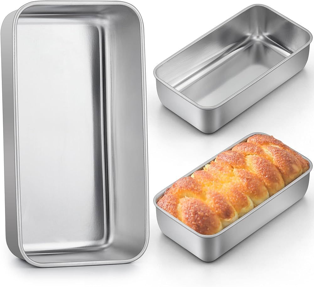 LIANYU 3 Pack Loaf Pans for Baking Bread, 9x5 Inch Bread Pan, Bread Loaf Pan for Baking, Stainles... | Amazon (US)